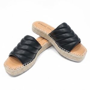 Gianni Bini Black Quilted Slide Espadrille Sandals